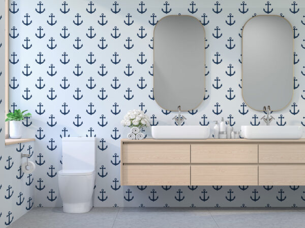nautical blue and white traditional wallpaper