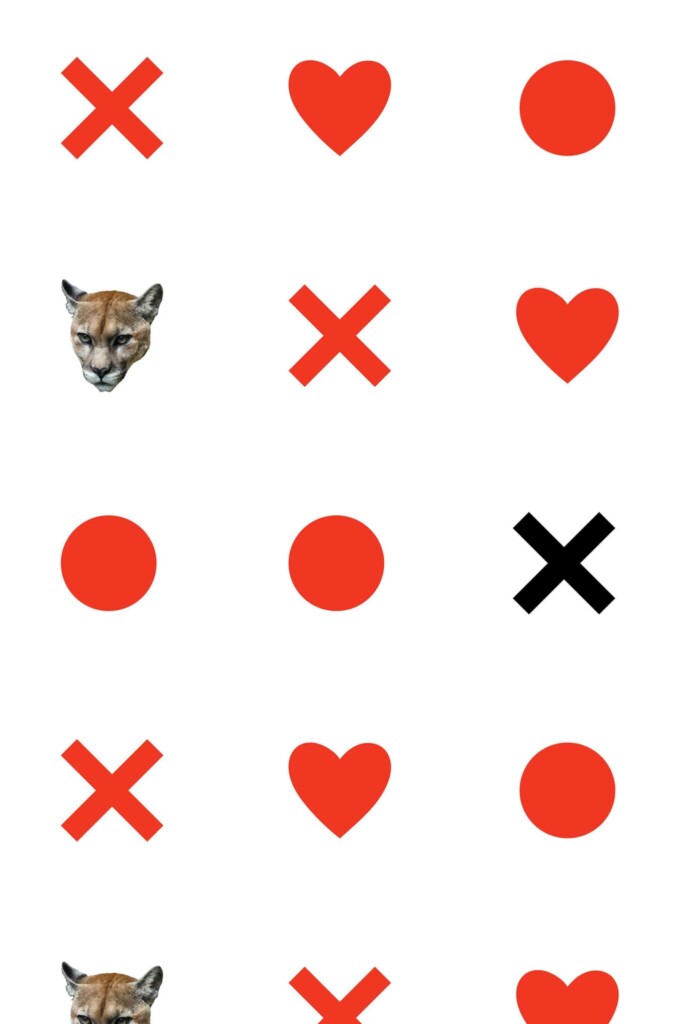 Minimalist red hearts and puma removable wallpaper by Fancy Walls