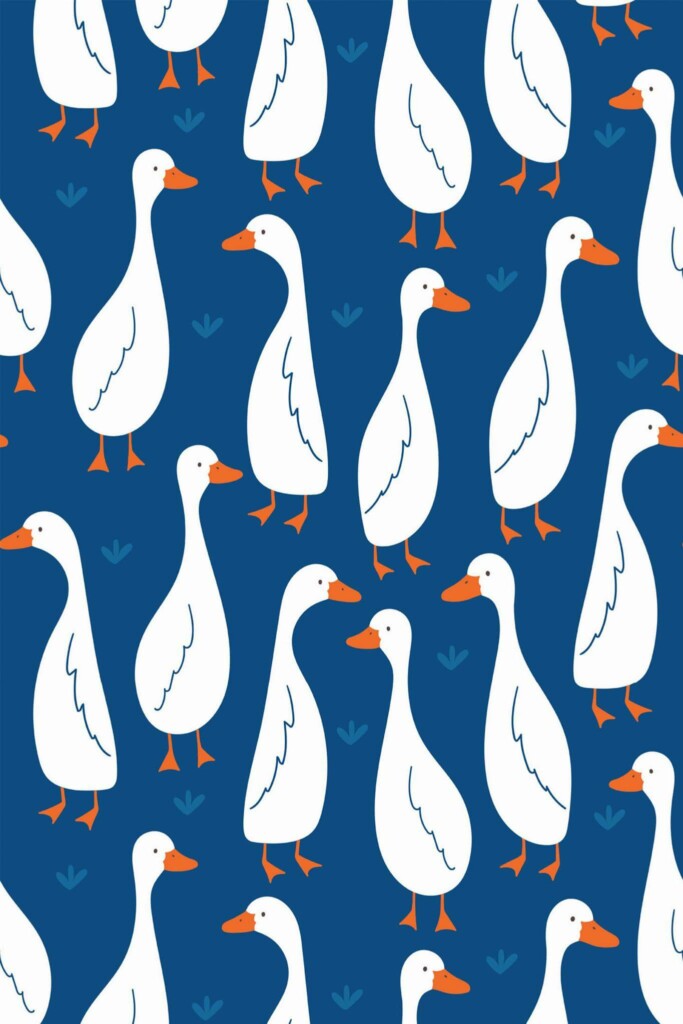 Pattern repeat of Animated duck removable wallpaper design