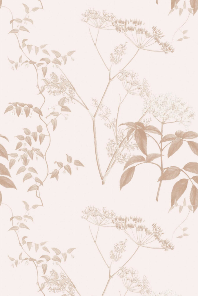 Pattern repeat of Anthriscus leaf removable wallpaper design