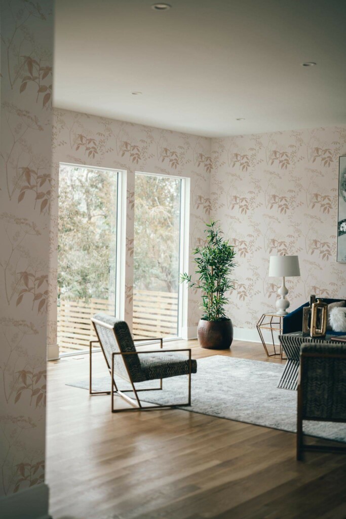 Modern style living room decorated with Anthriscus peel and stick wallpaper