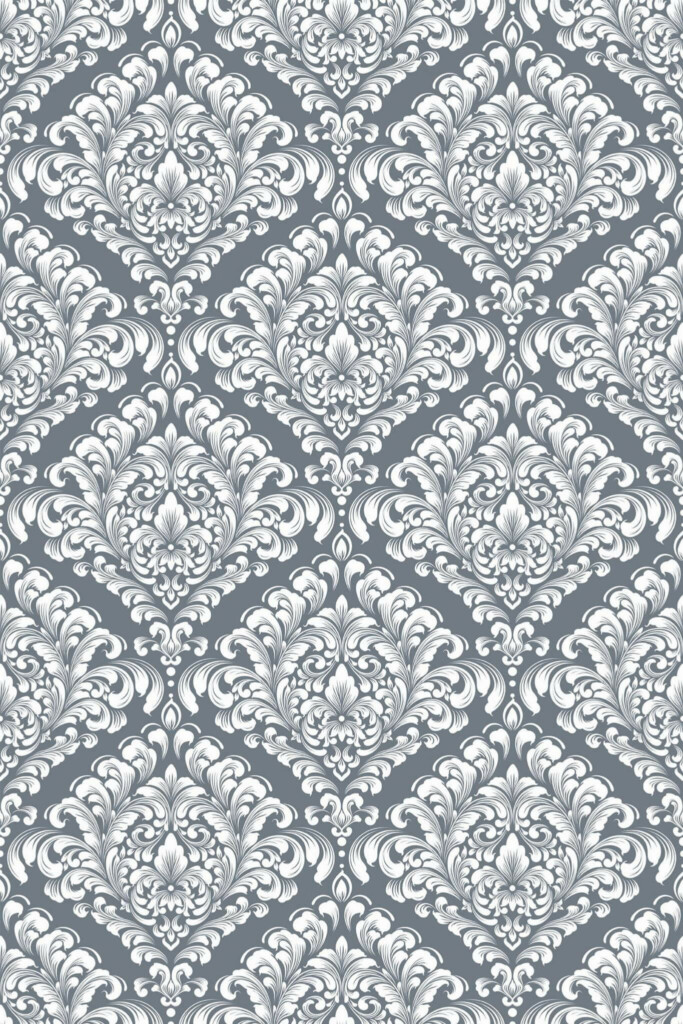 Pattern repeat of Antique damask removable wallpaper design