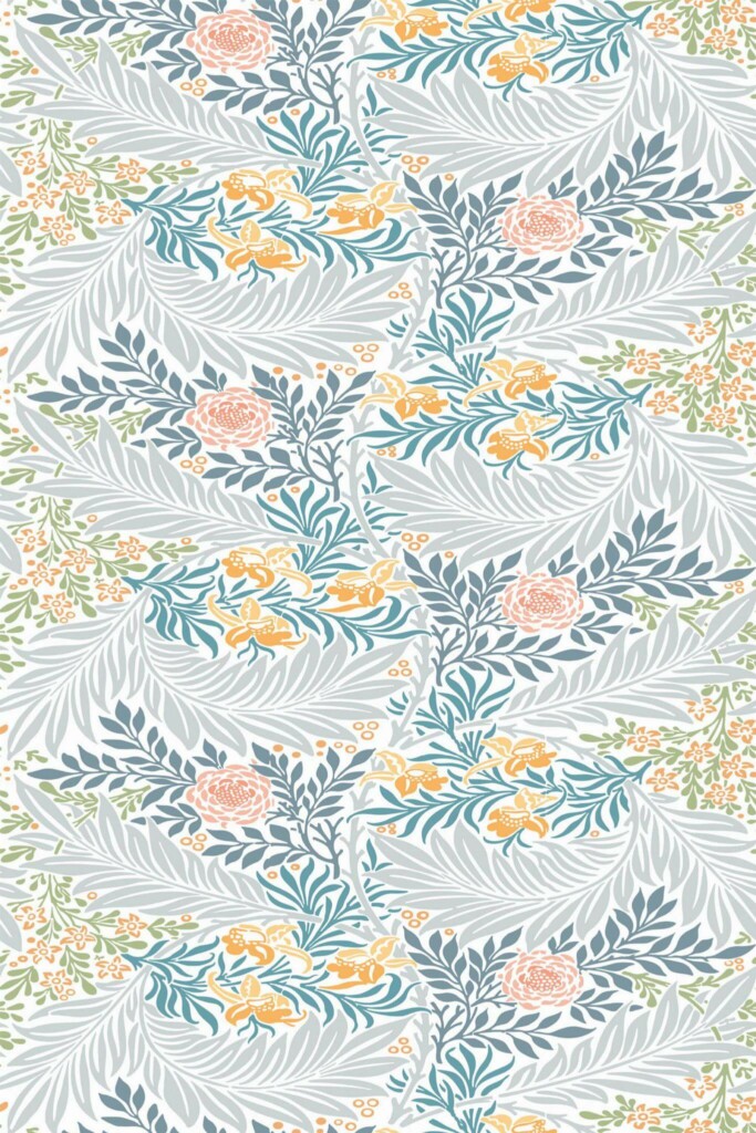 Pattern repeat of Antique floral design removable wallpaper design