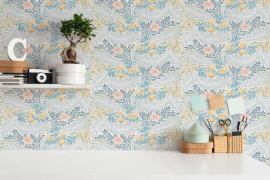 antique floral non-pasted wallpaper