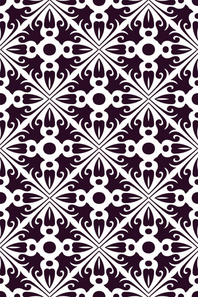 Pattern repeat of Arabesque tile removable wallpaper design
