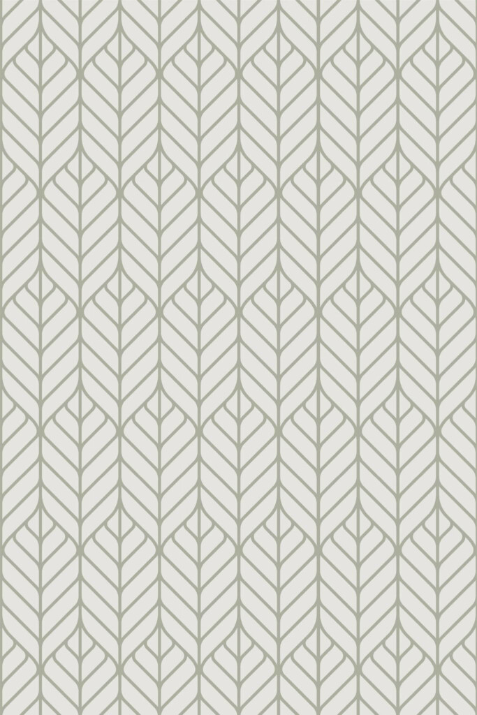 Pattern repeat of Art deco abstract leaf removable wallpaper design