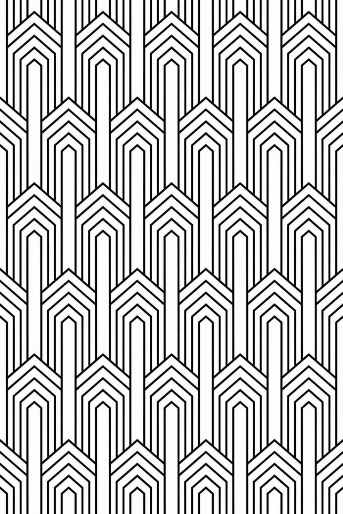 Pattern repeat of Art Deco arch removable wallpaper design