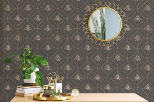 beige and black stick and peel wallpaper