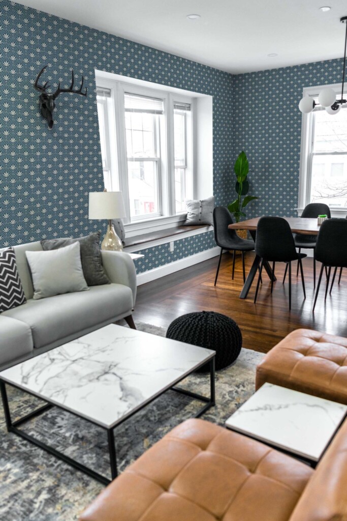 Fancy Walls self-adhesive wallpaper with blue and gray floral design