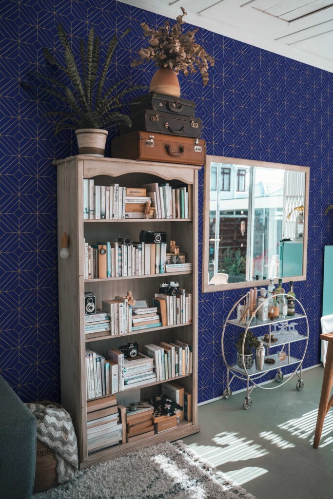 Blue Geometric peel and stick wallpaper by Fancy Walls