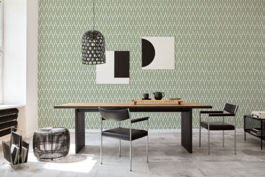 green art deco unpasted wallpaper