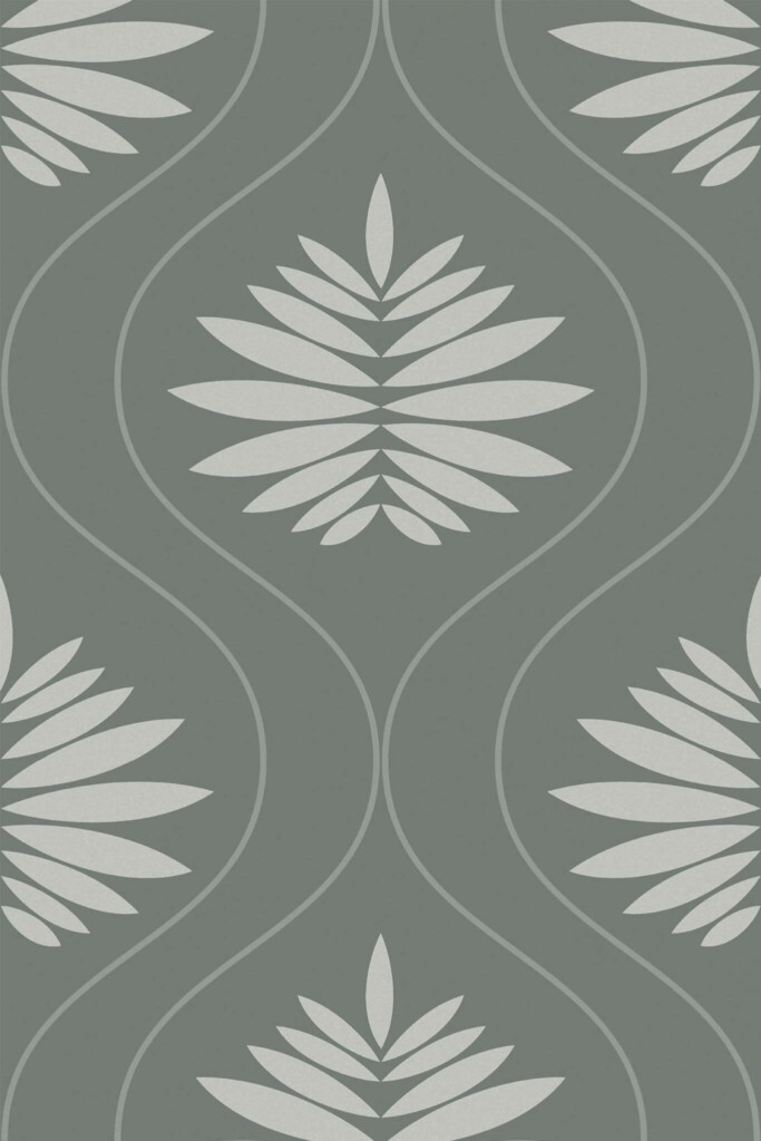 Pattern repeat of Art deco flower removable wallpaper design