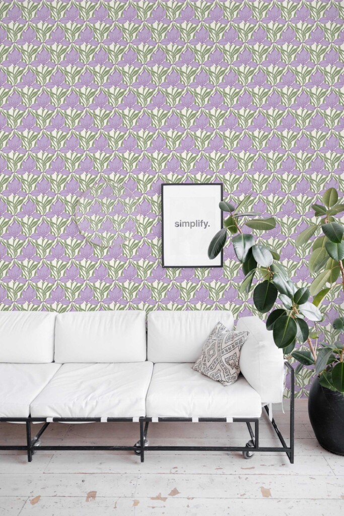 Self-adhesive wallpaper with lilac flowers by Fancy Walls in deco style