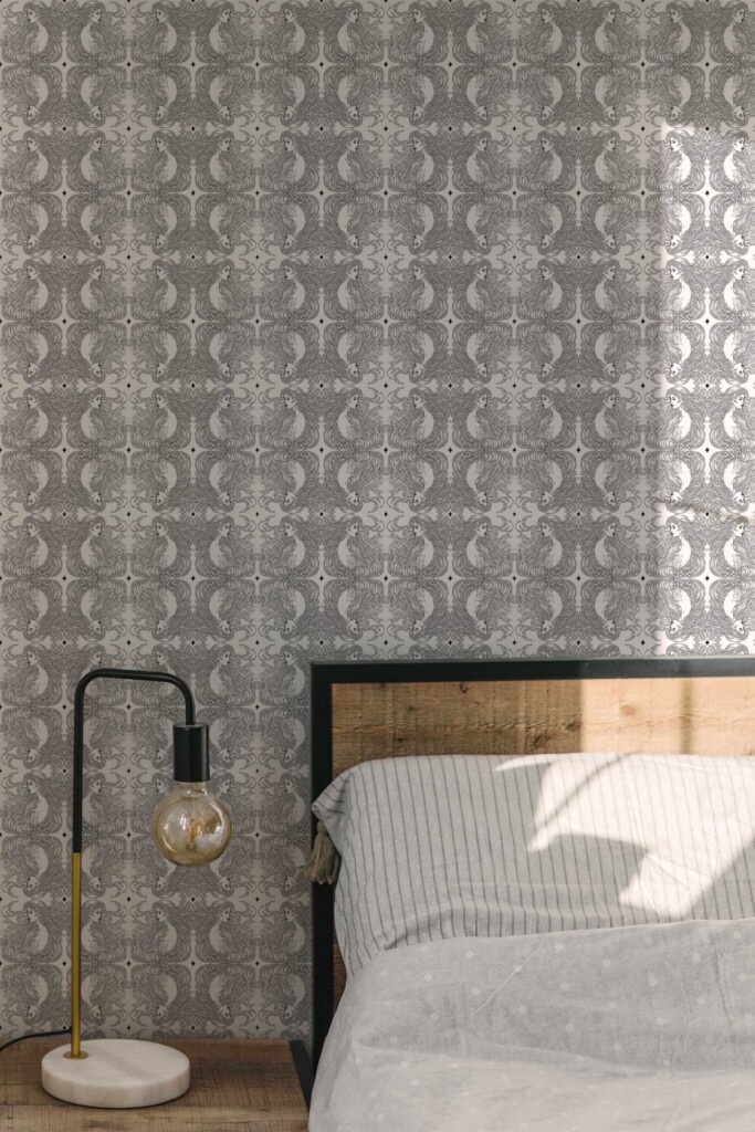 Fancy Walls self-adhesive wallpaper featuring an Art Nouveau woman in black and white.