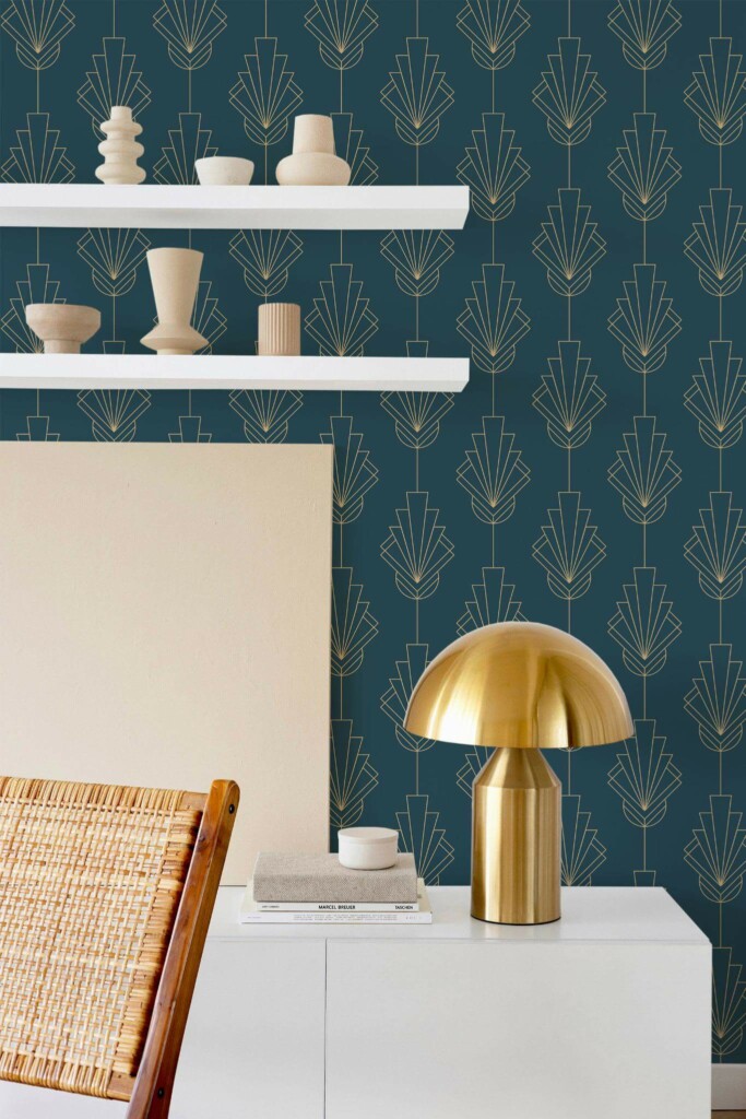 Modern style dining room decorated with Art deco modern peel and stick wallpaper