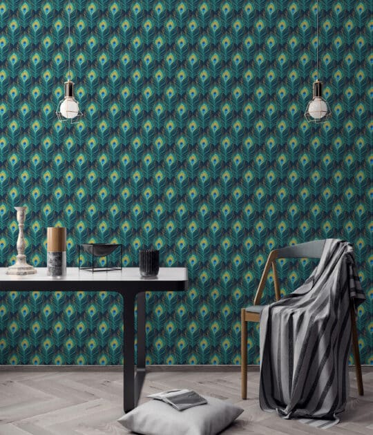 blue and green stick and peel wallpaper