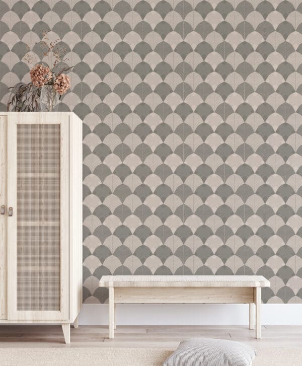 art deco brown and beige traditional wallpaper