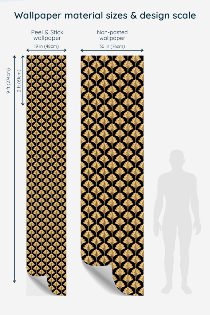 Traditional art deco floral wallpaper in black by Fancy Walls