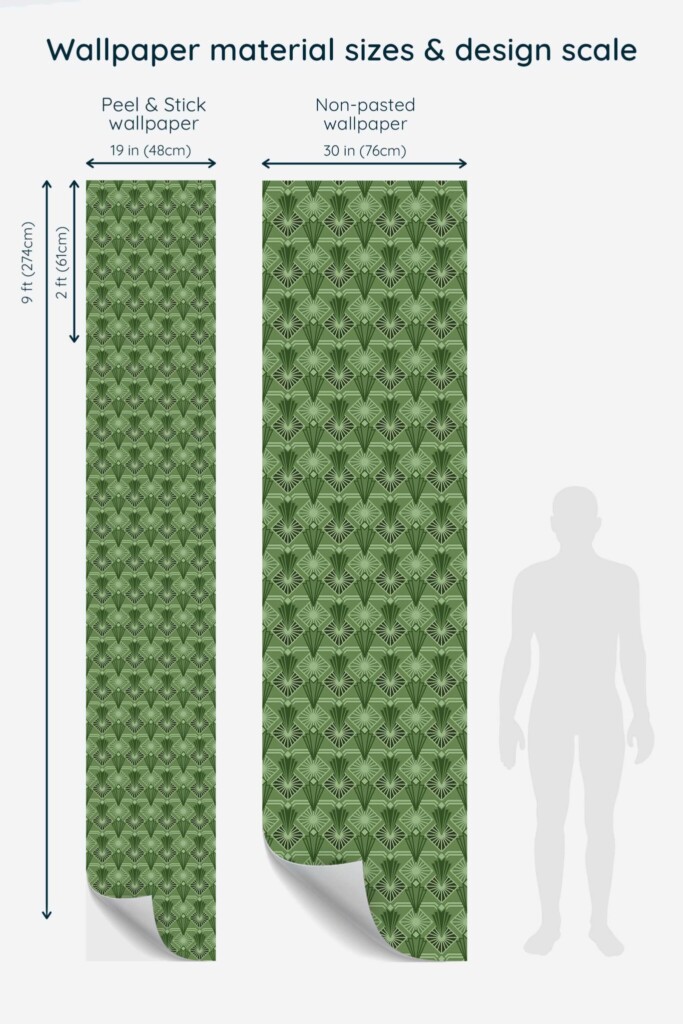 Green Geometric peel and stick wallpaper by Fancy Walls