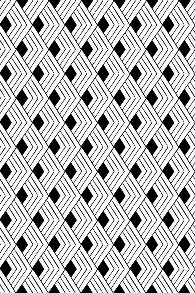 Pattern repeat of Art Deco rhombus removable wallpaper design