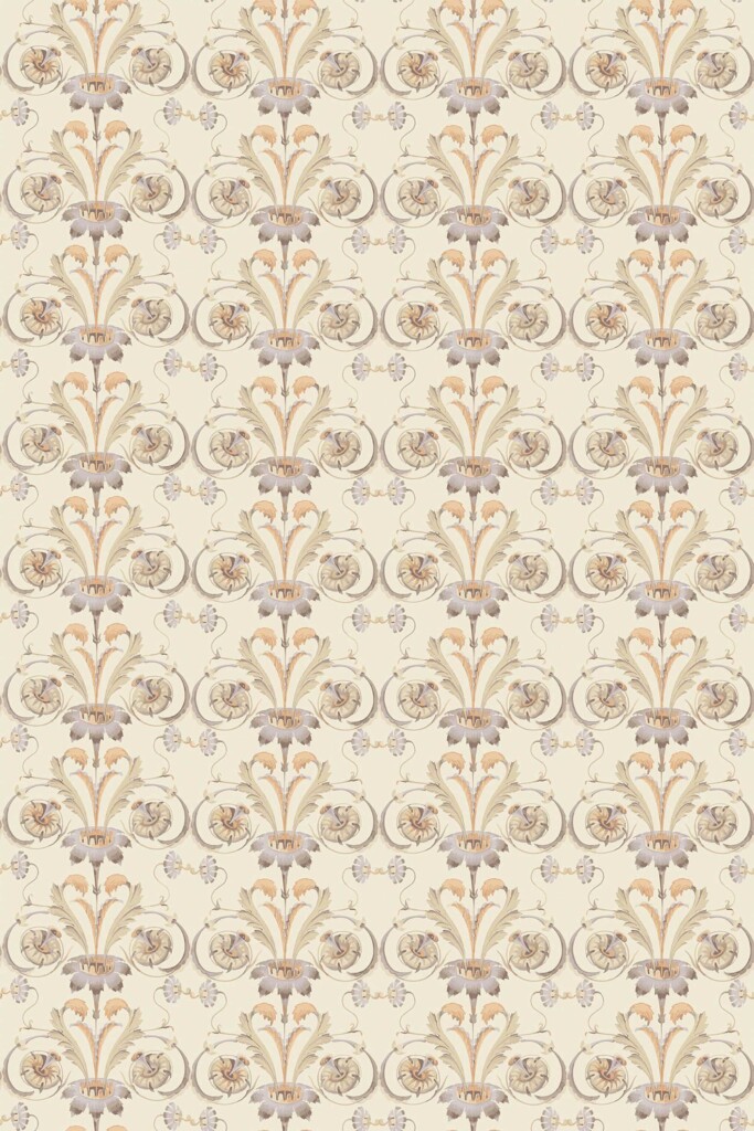 Fancy Walls traditional wallpaper in vintage sand floral pattern