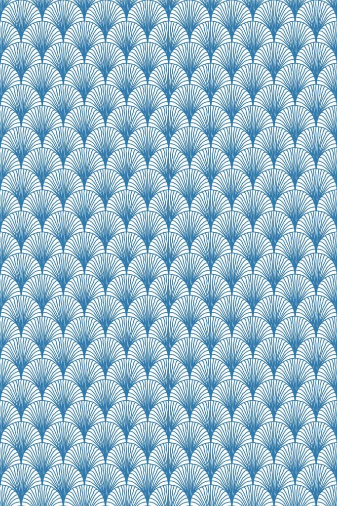 Pattern repeat of Art Deco seashell removable wallpaper design