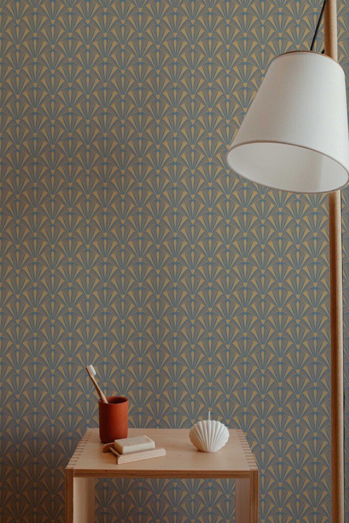 Fancy Walls Brown Geometric peel and stick wallpaper with Art Deco charm.