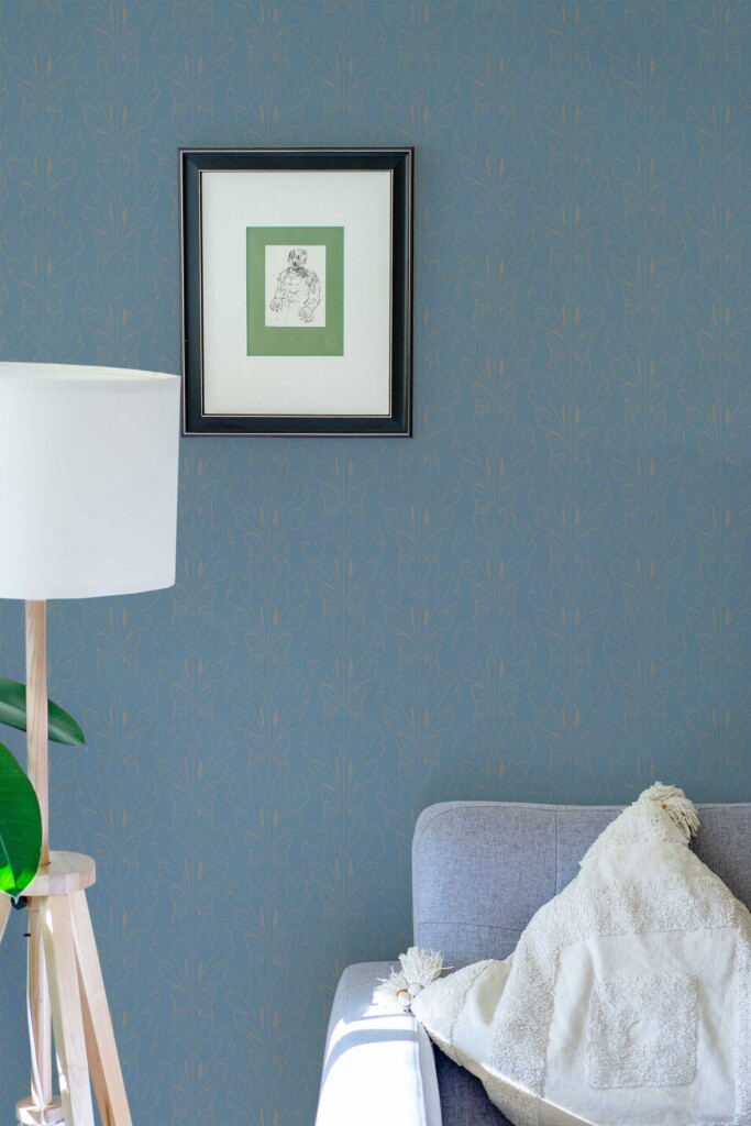 Fancy Walls unpasted wallpaper with neutral blue botanical elegance.