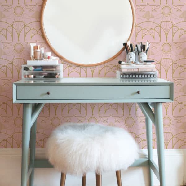 pink art deco peel and stick removable wallpaper