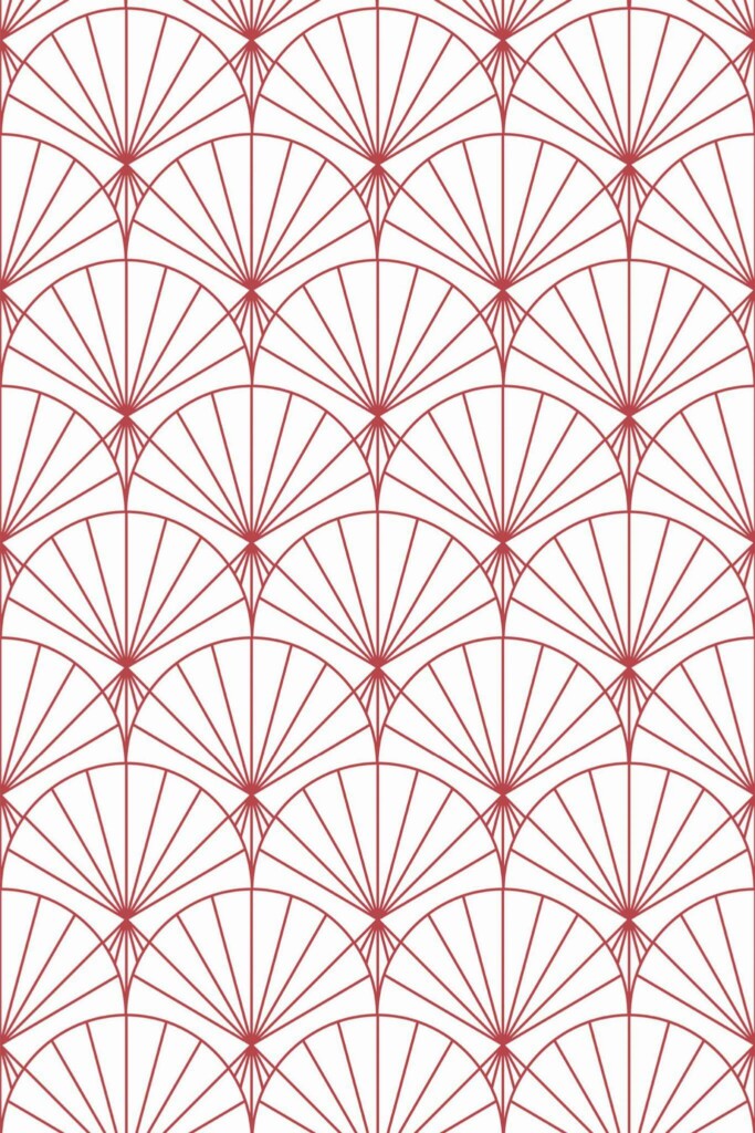 Pattern repeat of Art Deco shell removable wallpaper design