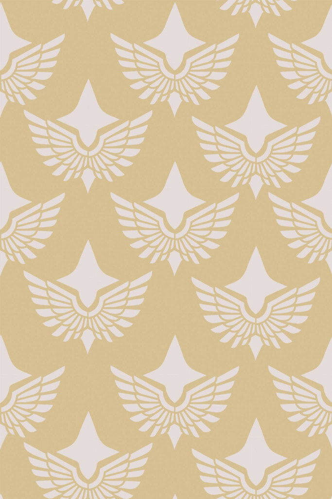 Pattern repeat of Art Deco wings removable wallpaper design