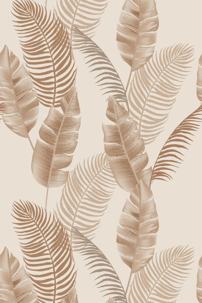 Pattern repeat of Arthouse banana leaf removable wallpaper design