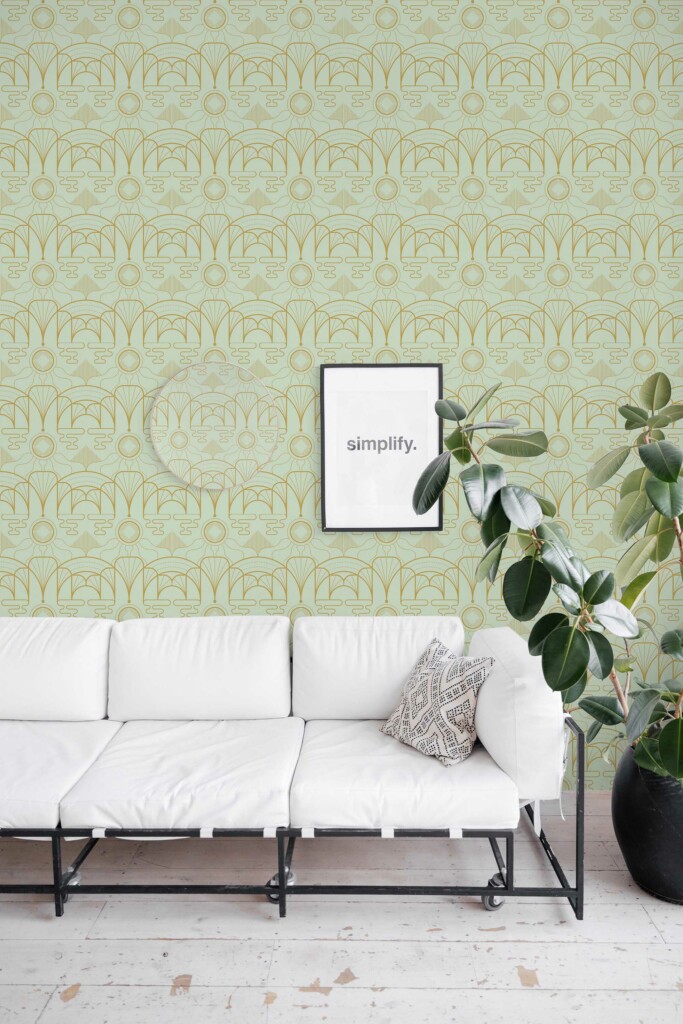 Fancy Walls removable wallpaper in Green Deco Charm design