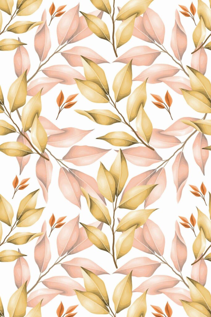 Pattern repeat of Autumn leaf removable wallpaper design