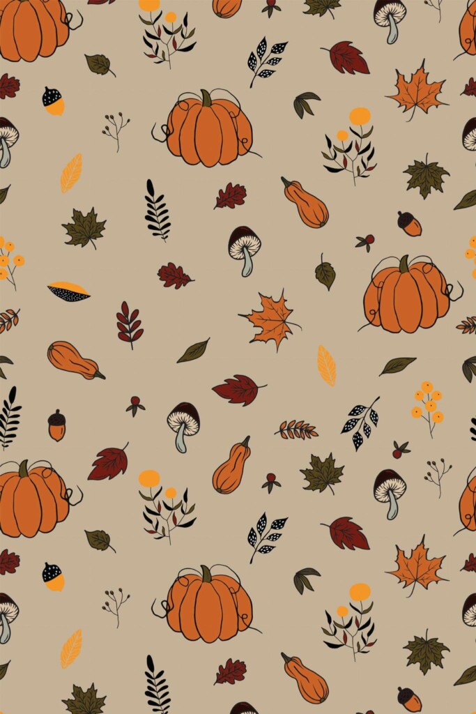Pattern repeat of Autumn pattern removable wallpaper design