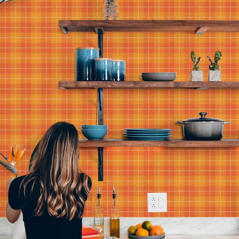 Farmhouse plaid Wallpaper Peel and Stick or NonPasted