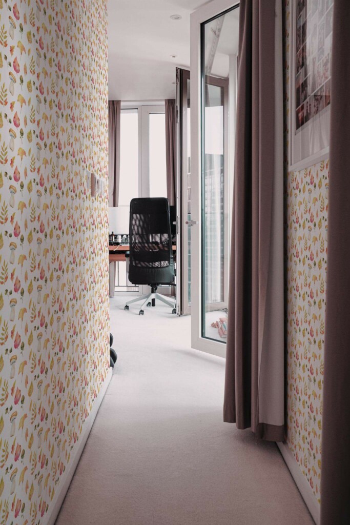 Modern scandinavian style hallway decorated with Autumn peel and stick wallpaper