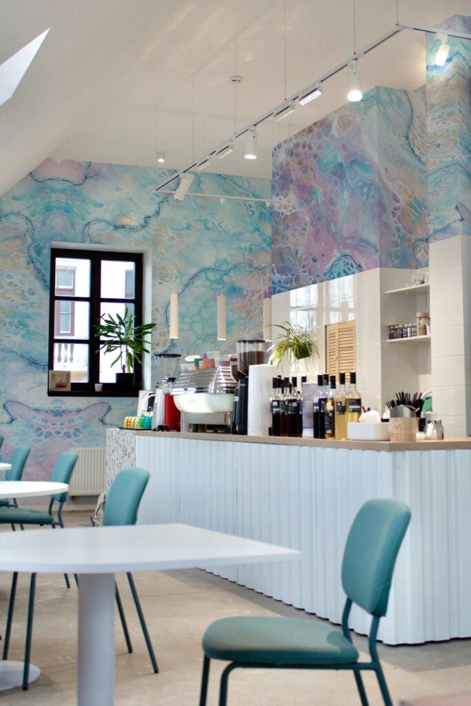 Removable wall mural featuring Serene Blue Marble by Fancy Walls