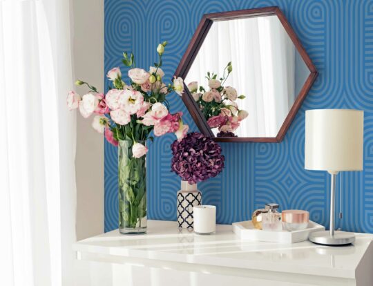 Retro Blues Geometry removable wallpaper from Fancy Walls