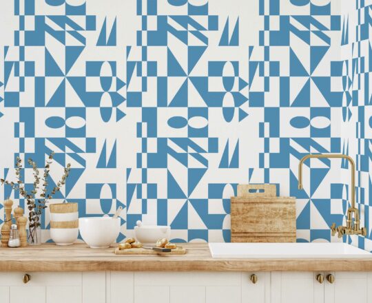 Azure Symmetry Echoes traditional wallpaper by Fancy Walls