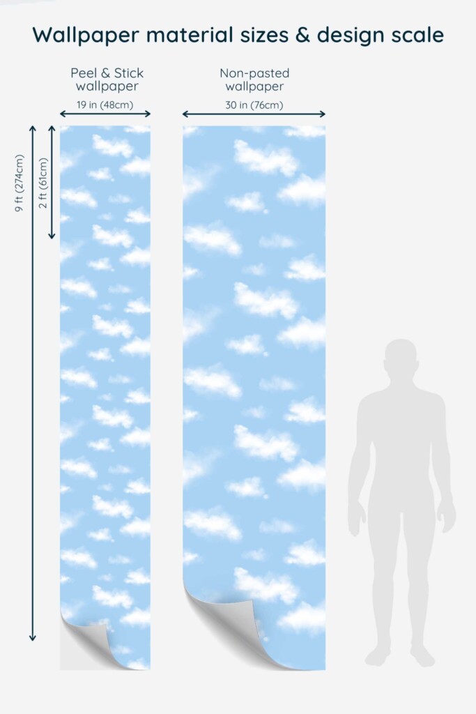 Traditional wallpaper with soft clouds in blue by Fancy Walls