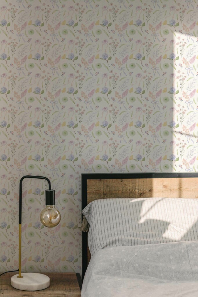 Minimal modern style bedroom decorated with Baby room peel and stick wallpaper