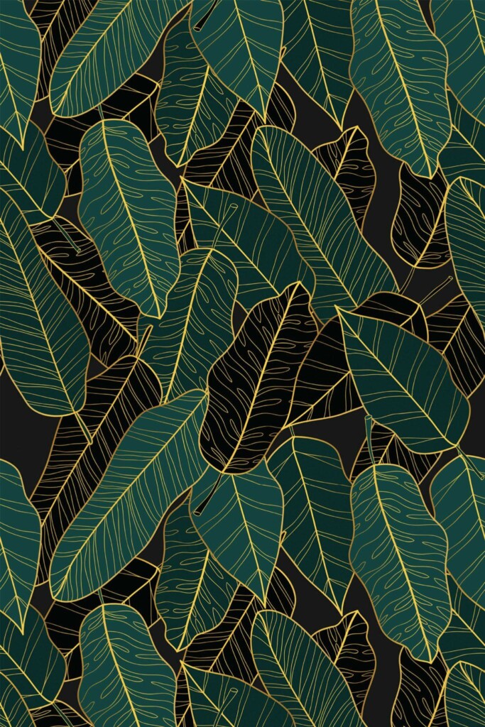 Pattern repeat of Banana leaf removable wallpaper design