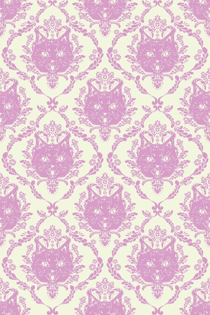 Fancy Walls pastel pink cat design peel and stick wallpaper