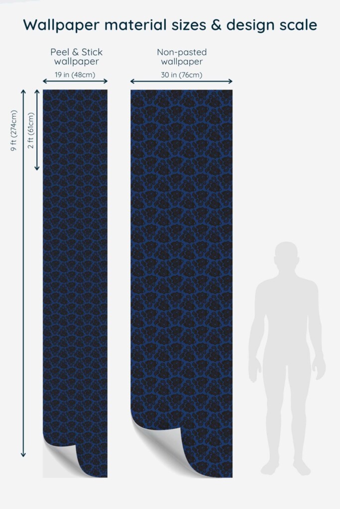 Fancy Walls blue floral lace peel and stick wallpaper