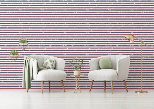 barber red and blue traditional wallpaper