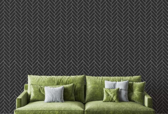 black herringbone non-pasted wallpaper