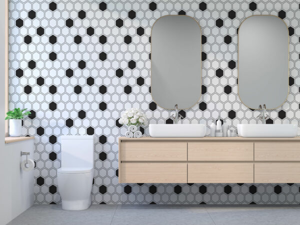 black and white bathroom peel and stick removable wallpaper