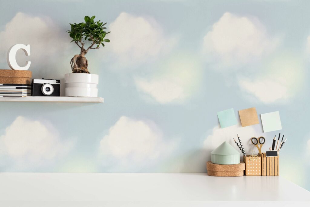 Blue Bay Clouds wallpaper for kids room