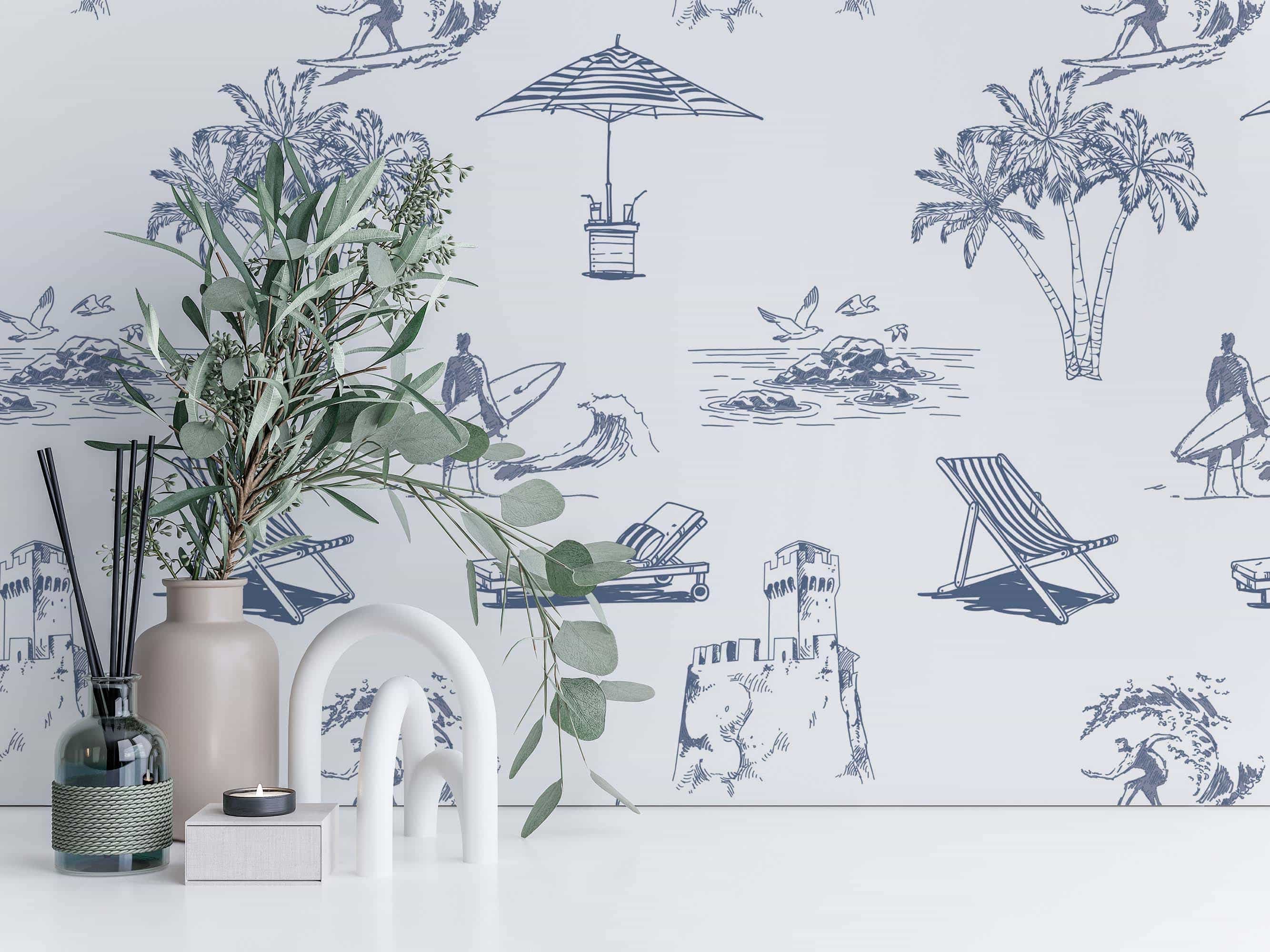 NextWall 3075sq ft Coastal Blue Vinyl IvyVines SelfAdhesive Peel and Stick  Wallpaper in the Wallpaper department at Lowescom
